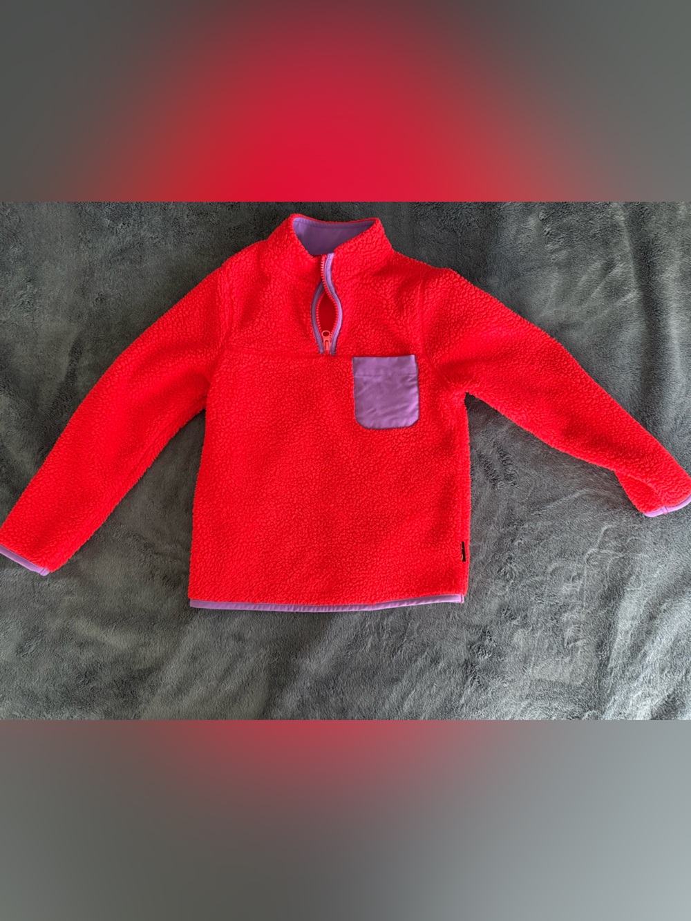 Crayola Bright Red Half-Zip Fleece with Purple Accents